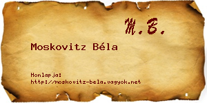 Moskovitz Béla névjegykártya